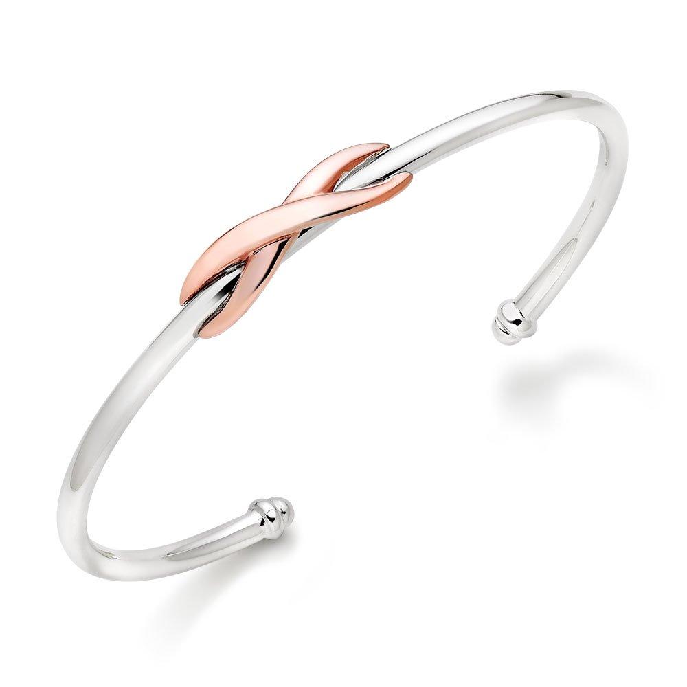Silver and Rose Gold Plated Infinity Bangle